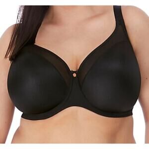 NEW Elomi Black Smooth Underwire Molded Bra Size 38G EL4301 Wide Bands Tulle Top
